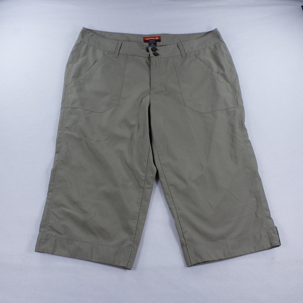 Merrell SelectWick Khaki Hiking Capri Pants Cargo Shorts Women's Size 16 Outdoor
